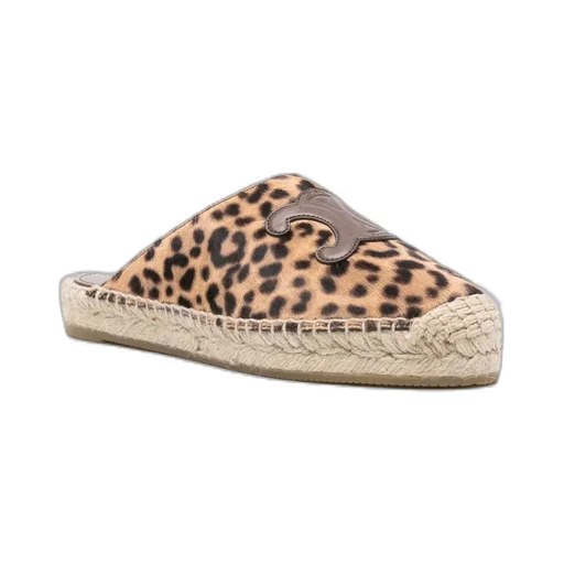 Les Espadrilles Celine Mule In Leopard Printed Hairy Calfskin