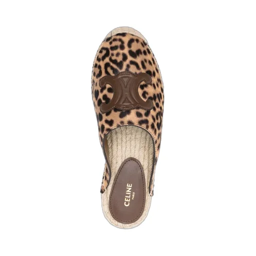 Les Espadrilles Celine Mule In Leopard Printed Hairy Calfskin
