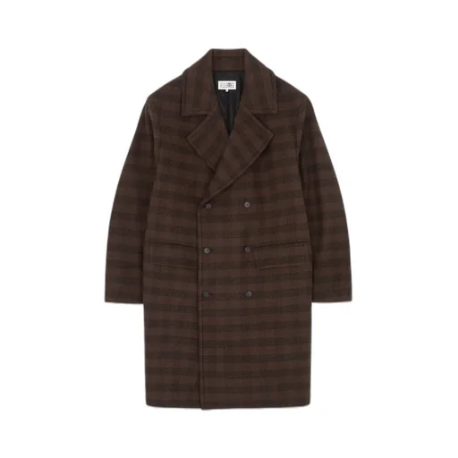 Mm6 Maison Margiela Double-Breasted Checked Long Coat