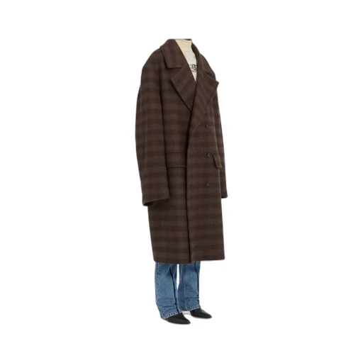 Mm6 Maison Margiela Double-Breasted Checked Long Coat