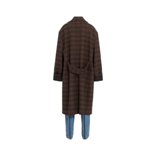 Mm6 Maison Margiela Double-Breasted Checked Long Coat