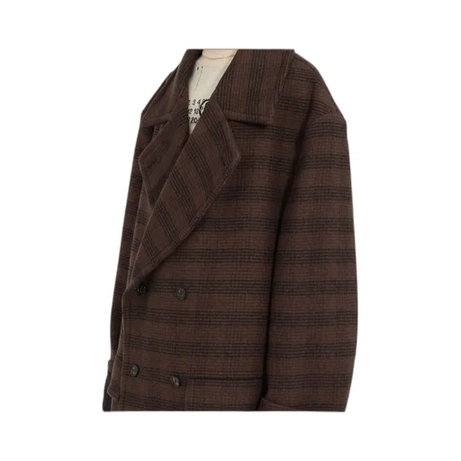 Mm6 Maison Margiela Double-Breasted Checked Long Coat