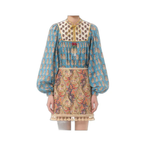 Cotton And Lurex Top With Petales D'amour Embroidered Print