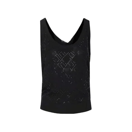 Glitter-Embellished Sleeveless Top