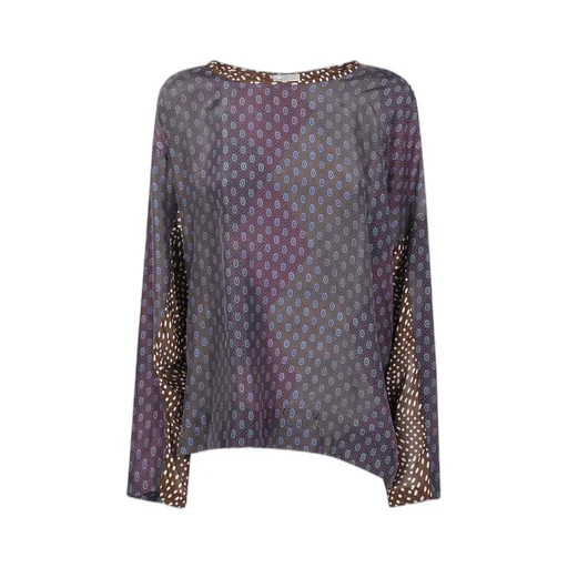 Contrast-Print Silk Top