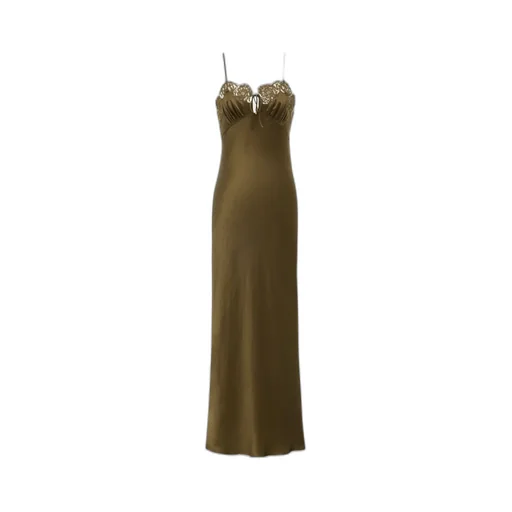 Slip Dress In Silk Satin And Lace