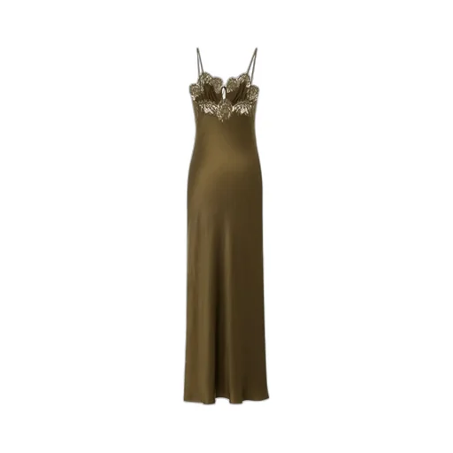 Slip Dress In Silk Satin And Lace
