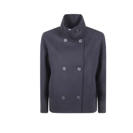 Double-Breasted High-Neck Coat