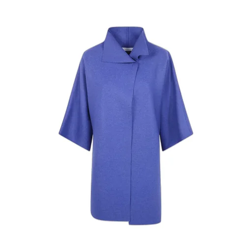Mantle Folded-Collar Short-Sleeve Coat