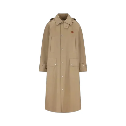 Hooded Logo-Plaque Coat