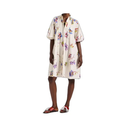 Sunburst Floral-Print Puff-Sleeve Mini Dress