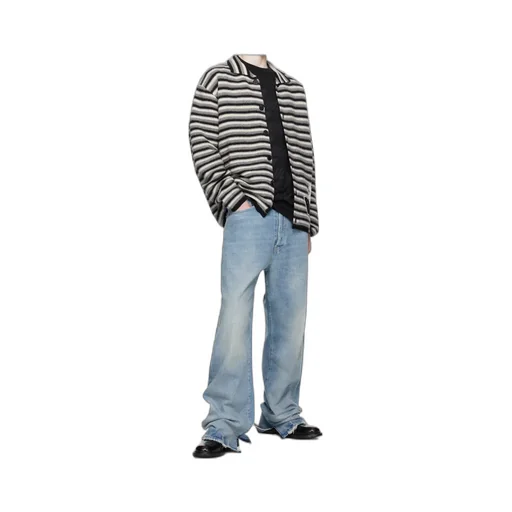 Striped Teddy-Applique Cardigan