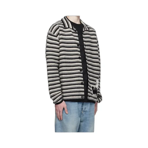 Striped Teddy-Applique Cardigan