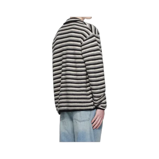 Striped Teddy-Applique Cardigan