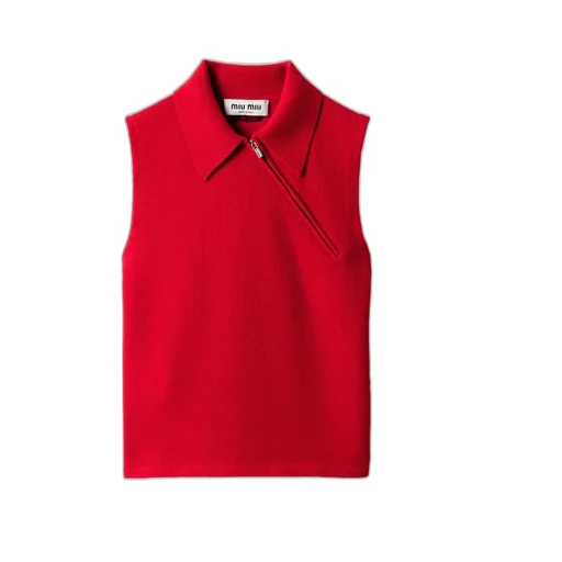 Sleeveless Cashmere Polo Shirt