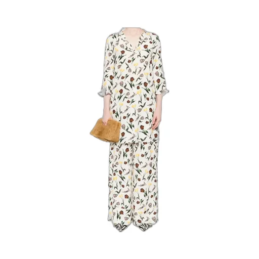Tulips-Hares-Print Trousers