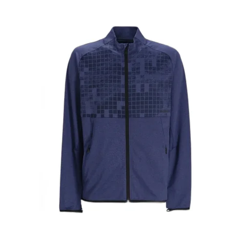 Geometric-Pattern Zip-Up Sweatshirt
