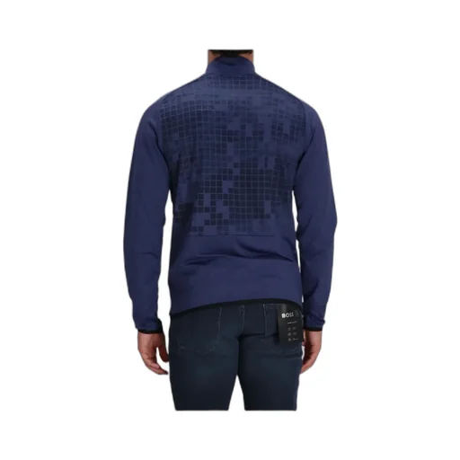 Geometric-Pattern Zip-Up Sweatshirt