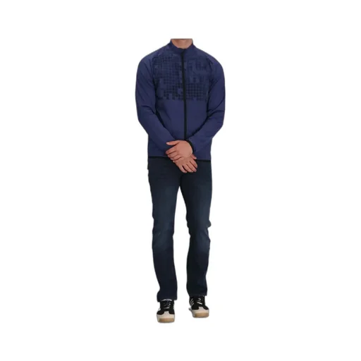 Geometric-Pattern Zip-Up Sweatshirt