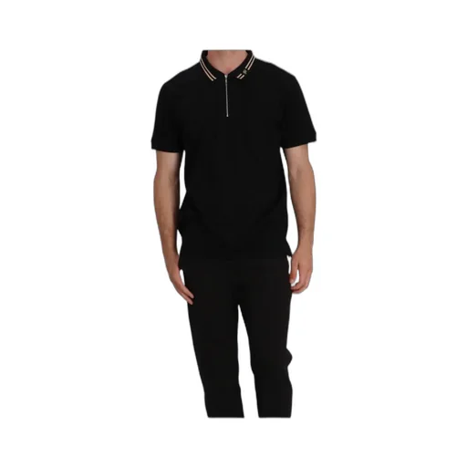 Zip Striped-Collar Polo Shirt