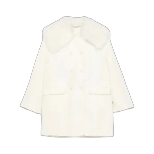 Shearling-Trim Double-Breasted Coat