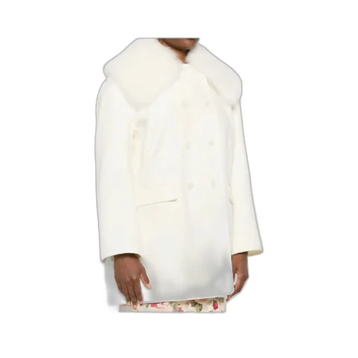 Shearling-Trim Double-Breasted Coat