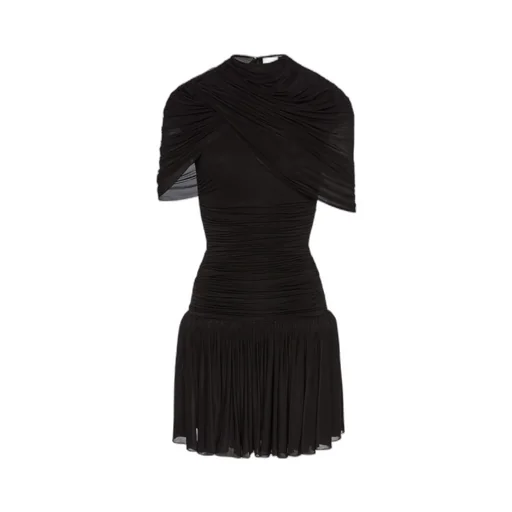 Draped Pleated Mini Dress