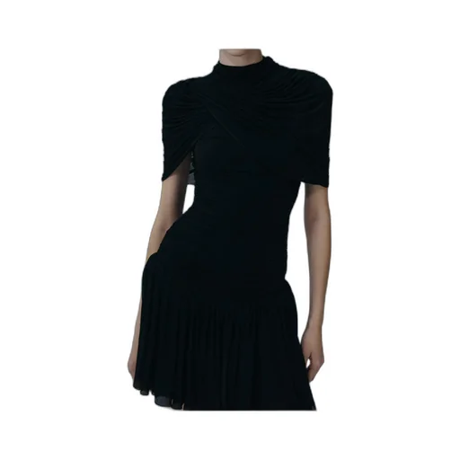 Draped Pleated Mini Dress