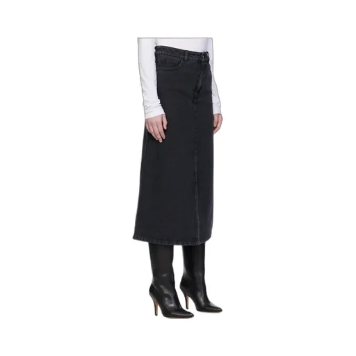 Split-Front Denim Midi Skirt