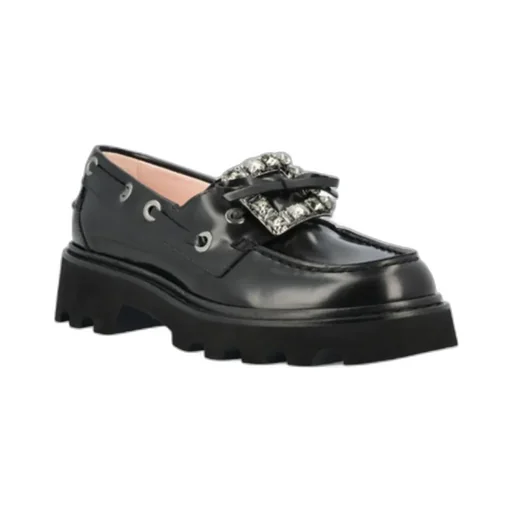 Crystal-Embellished Boat Loafers