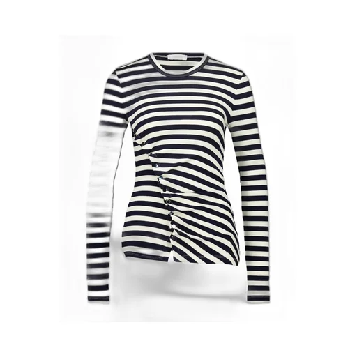 Rabanne Striped Asymmetric Button-Detail Top