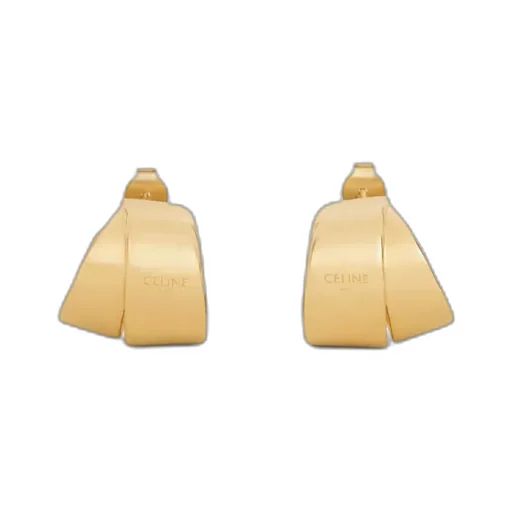 Formes Abstraites Ribbon Hoops In Brass With Gold Finish