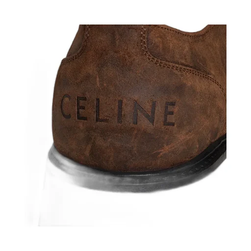 Celine Triomphe Derbies In Waxed Suede Calfskin