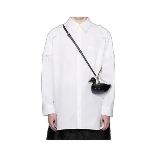 Ruffle Shoulder Patch Tunic Shirt