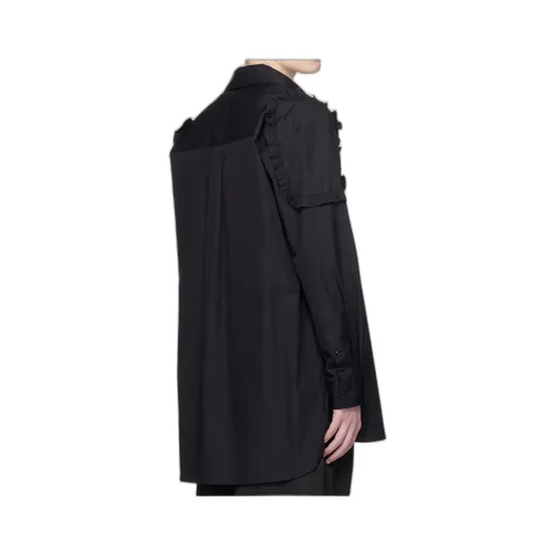 Ruffle Shoulder Patch Tunic Shirt