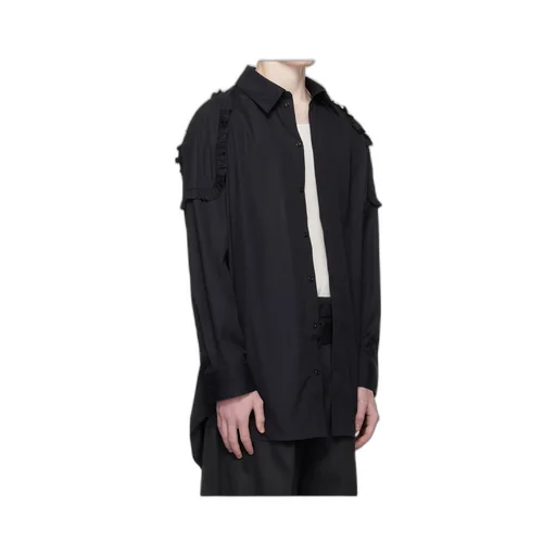 Ruffle Shoulder Patch Tunic Shirt