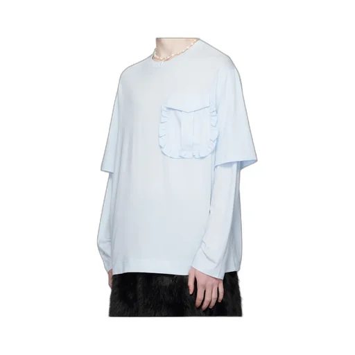 Layered Ruffle Pocket Long Sleeve T-Shirt