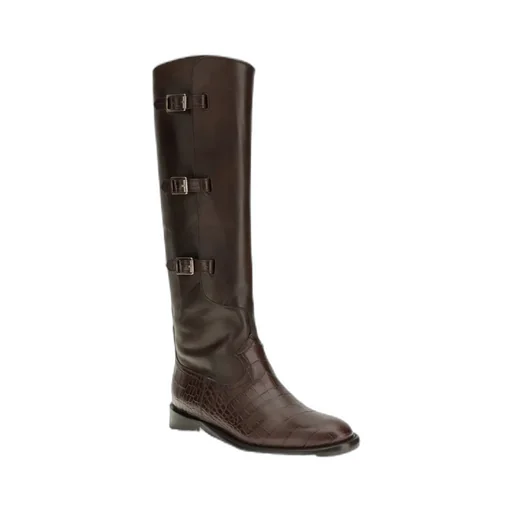 Montana Crocodile-Embossed Buckle Boots