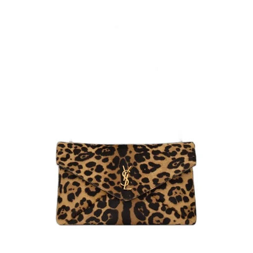 Saint Laurent Cassandre Leopard Patterned Large Pouch