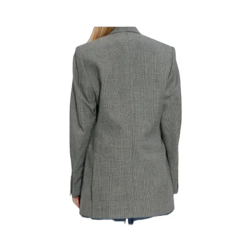 Check-Pattern Three-Button Blazer
