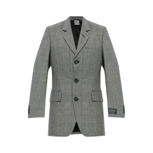 Check-Pattern Three-Button Blazer