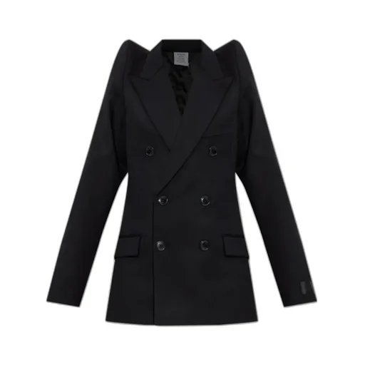 Padded-Shoulder Double-Breasted Jacket
