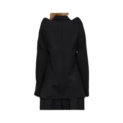 Padded-Shoulder Double-Breasted Jacket