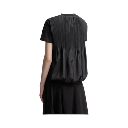 Pleated Back Cotton T-Shirt