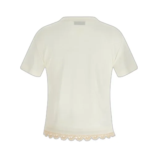 Crochet-Hem Crew-Neck T-Shirt