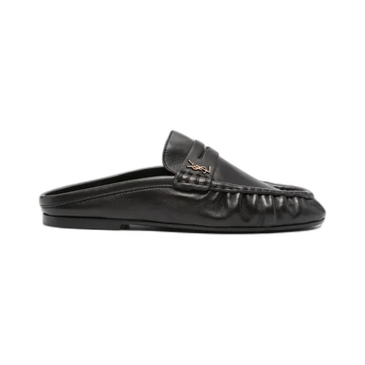 Saint Laurent Ruched Logo Plaque Mules