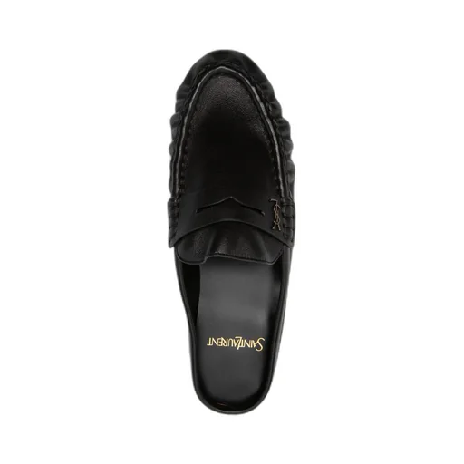 Saint Laurent Ruched Logo Plaque Mules