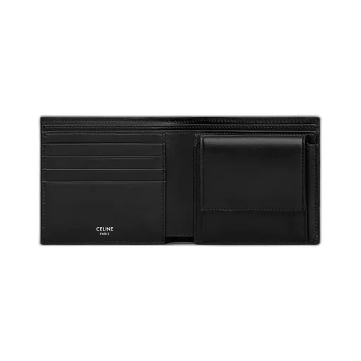 Bi-Fold Wallet In Striped Triomphe Canvas And Calfskin