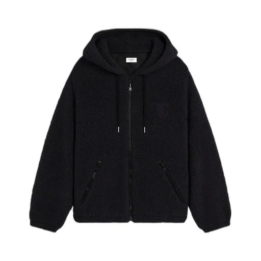 Hooded Jacket In Wool And Cotton Fleece