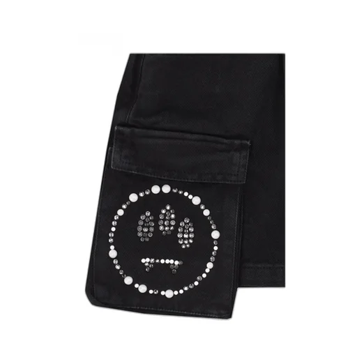 Rhinestone-Embellished Cargo Skirt